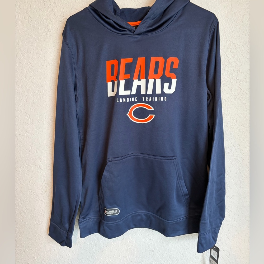 NWT Chicago Bears NFL Official Combine Navy Pullover Hoodie - Youth XL